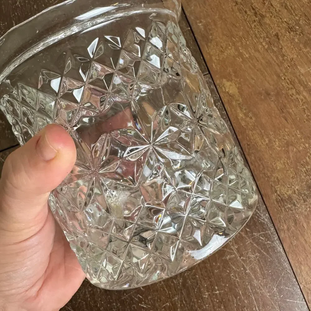 Vintage Cut Crystal Biscuit Jar NO LID Utensil Storage Container‎